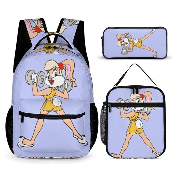 Lola Bunny Three-Piece Backpack Set: Includes A High-Quality Backpack Lunch Bag And Pencil Case One size