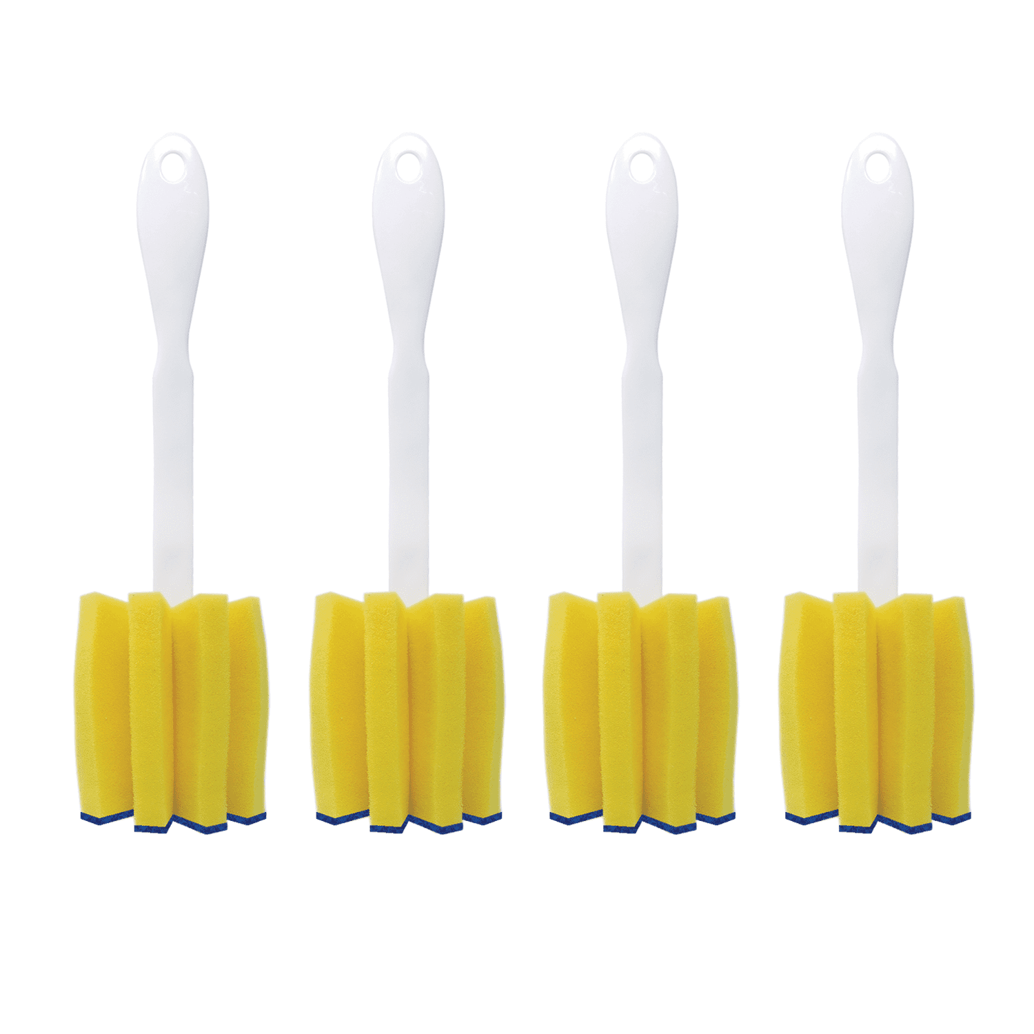Lola Products LOLA Glass & Jar Foam Sponge Brush, 4 Pack, Star Shaped w/ Non-Scratch Blue Scrubber Top, Perfect for Glasses, Mugs, Bottles, Dishwasher Safe