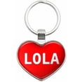 thumbnail image 1 of Lola - Names Female Metal Heart Keychain Key Chain Ring, Multiple Colors Available, 1 of 1
