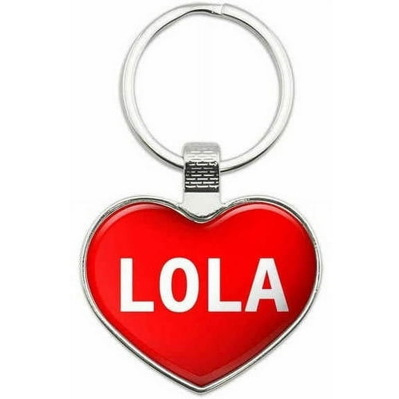 Lola - Names Female Metal Heart Keychain Key Chain Ring, Multiple Colors Available