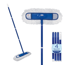 Lola Products 360 Degree Flexible 18" Dust Mop - Fine Fiber Washable Dust Mop Head Attracts Dust and Dirt Like a Magnet. Includes Environmentally Friendly 4 Piece Handle with Swivel Hang Cap