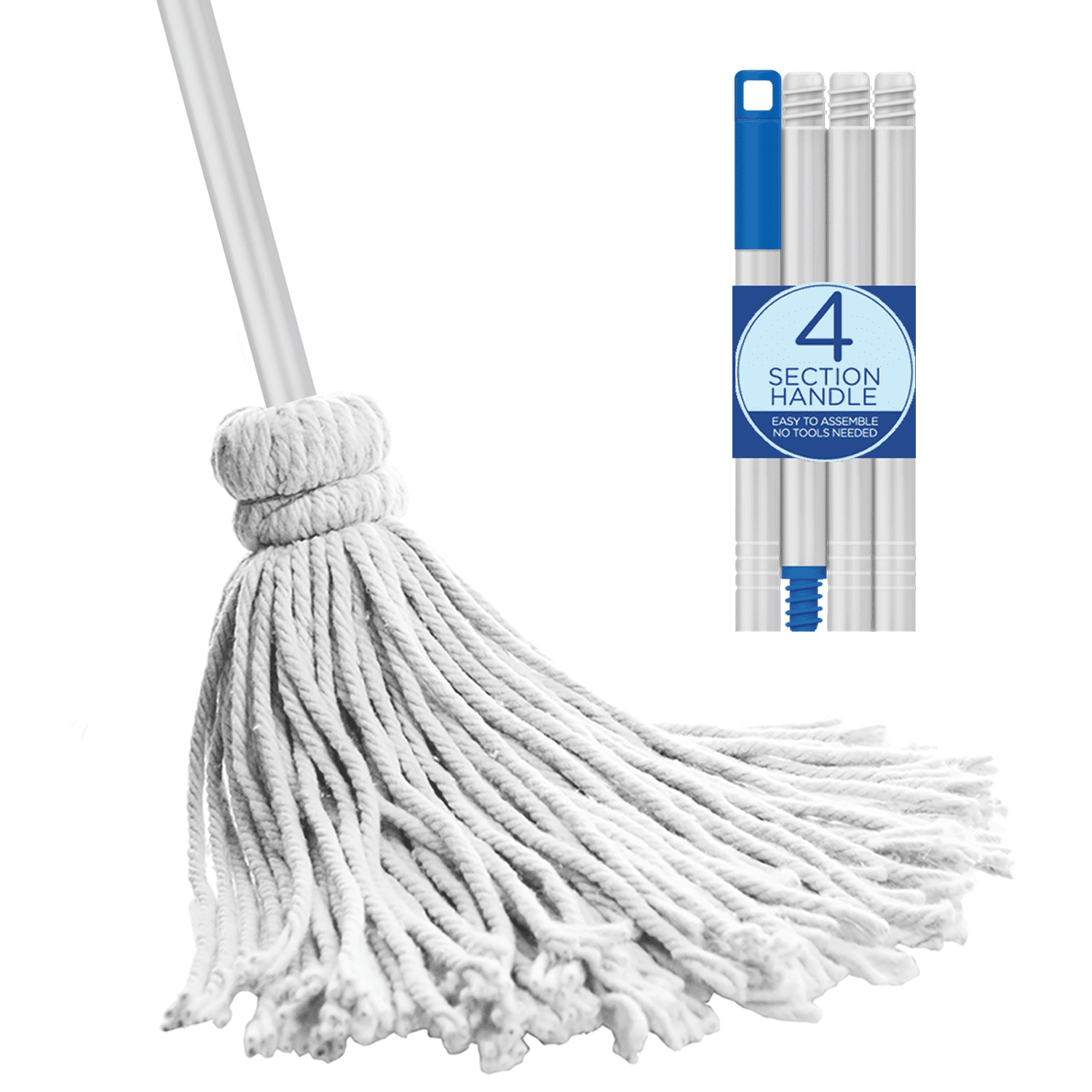 Lola Products Cotton String Wet Mop w/ Wire Wound Head, Super Absorbent, Durable, for Floor Cleaning