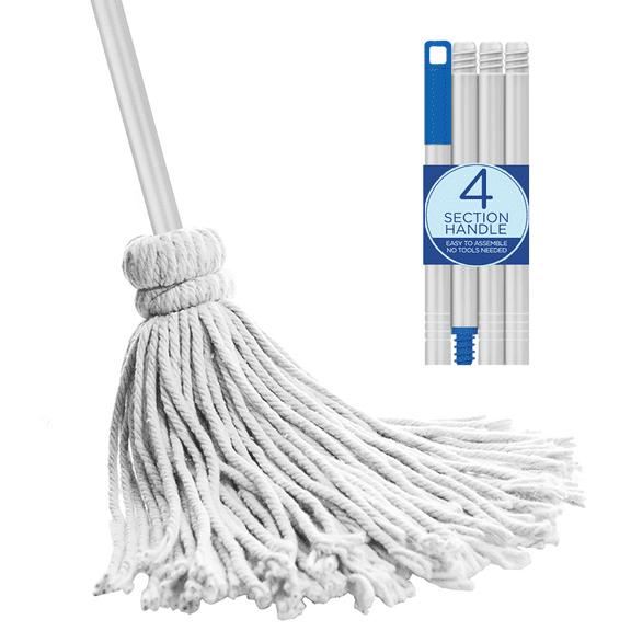 Lola Products Cotton String Wet Mop w/ Wire Wound Head, Super Absorbent, Durable, for Floor Cleaning