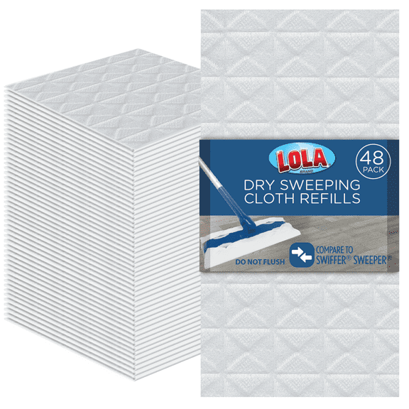 Lola Dry Sweeping Cloth Refills Compatible with Popular Brand Sweeper Mop, 48 Ct.