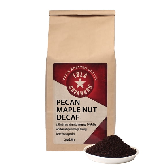 Lola Savannah Pecan Maple Nut Flavored Ground Coffee - Decaf 2lb Bag