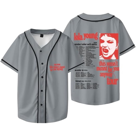 Lola Young 2024 Tour Merch Baseball Jersey V-Neck Shirt Women Men Short Sleeve Tee Streetwear Clothes