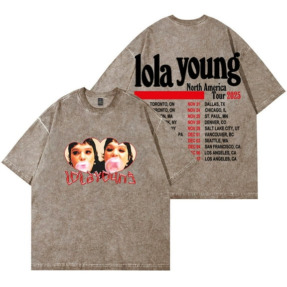 Lola Young 2025 Tour Wash T-Shirts HipHop Streetwear Women Men Cotton Short Sleeve Tee