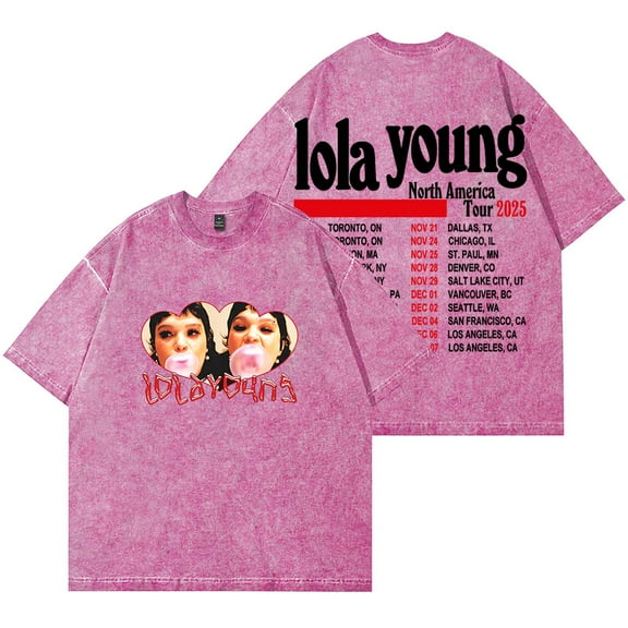 Lola Young 2025 Tour Wash T-Shirts HipHop Streetwear Women Men Cotton Short Sleeve Tee