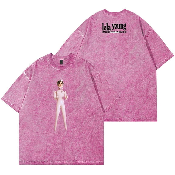 Lola Young I'm Only F Myself Merch Wash T-Shirts Women Men Cotton Short Sleeve Tee