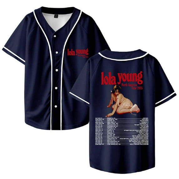 Lola Young North America Tour 2025 Baseball Jersey Shirt V-Neck Women Men Short Sleeve Streetwear Clothes