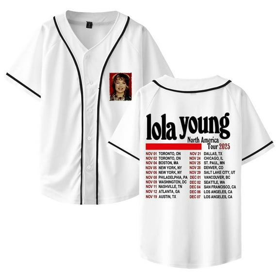 Lola Young North America Tour 2025 Merch Baseball Jersey Shirt V-Neck Women Men Short Sleeve Streetwear Clothes