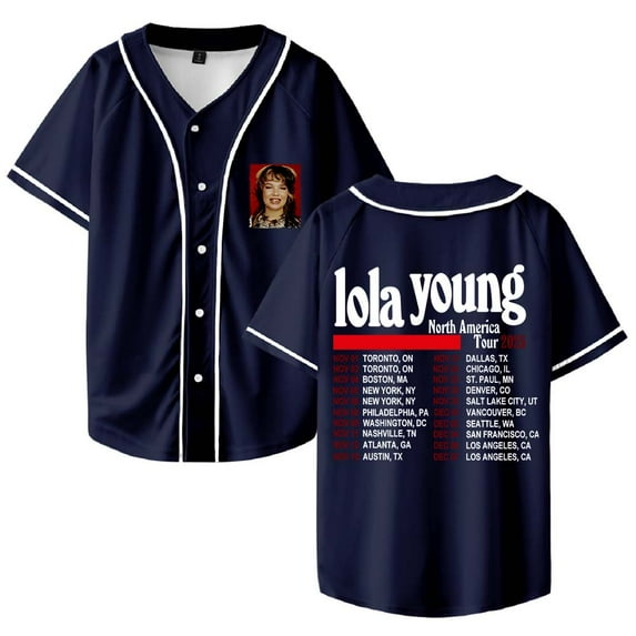 Lola Young North America Tour 2025 Merch Baseball Jersey Shirt V-Neck Women Men Short Sleeve Streetwear Clothes