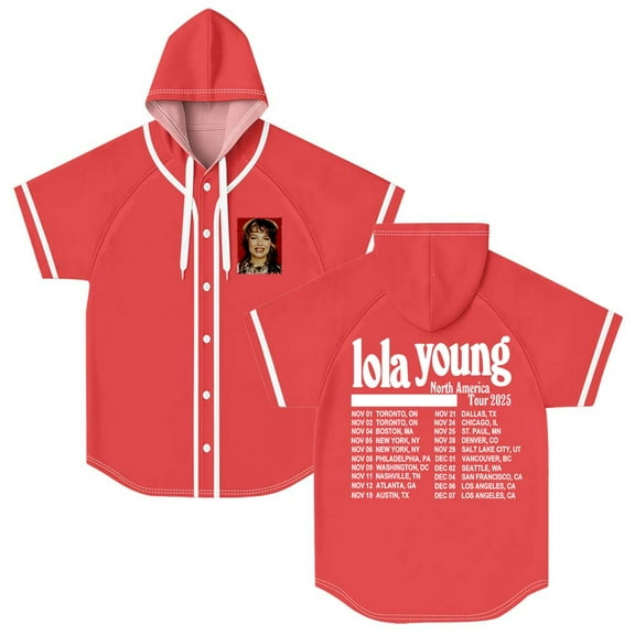 Lola Young North America Tour 2025 Merch Hooded Baseball Jersey Short Sleeve Shirt Women Men Crewneck Casual Tee