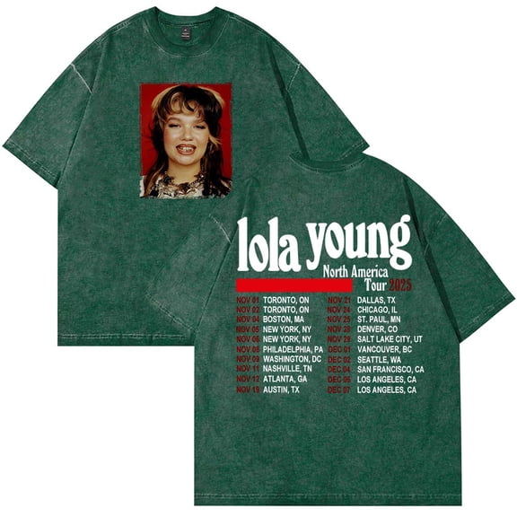Lola Young North America Tour 2025 Merch T-Shirt Cotton Wash Tee Women Men Short Sleeve Crewneck Tee