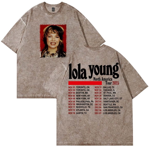 Lola Young North America Tour 2025 Merch T-Shirt Cotton Wash Tee Women Men Short Sleeve Crewneck Tee