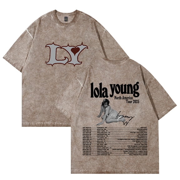 Lola Young North America Tour 2025 T-shirts Merch Unisex Vintage Cotton Wash Tees Short Sleeve O-neck Tops