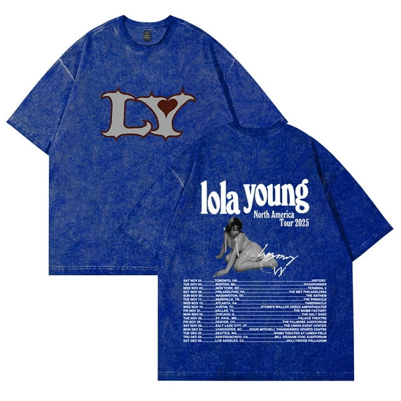 Lola Young North America Tour 2025 T-shirts Merch Unisex Vintage Cotton Wash Tees Short Sleeve O-neck Tops