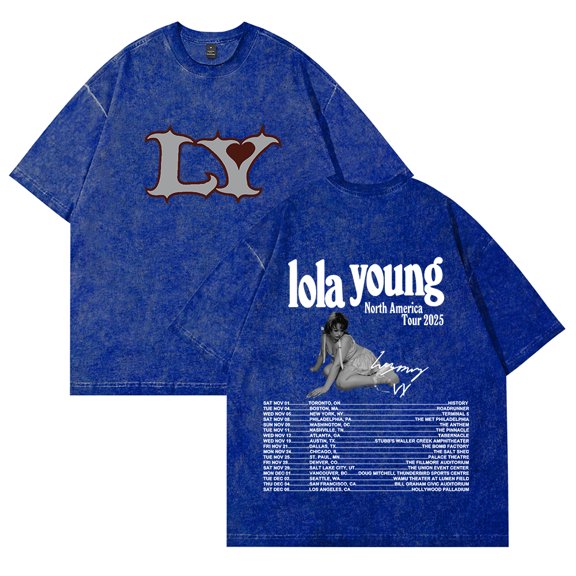 Lola Young North America Tour 2025 T-shirts Merch Unisex Vintage Cotton Wash Tees Short Sleeve O-neck Tops