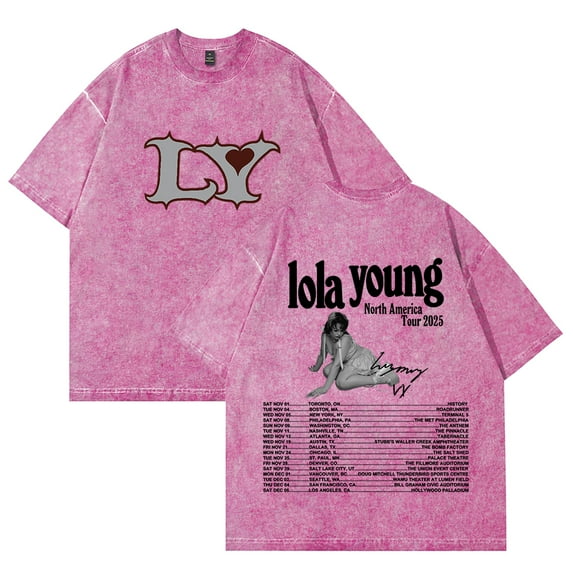 Lola Young North America Tour 2025 T-shirts Merch Unisex Vintage Cotton Wash Tees Short Sleeve O-neck Tops