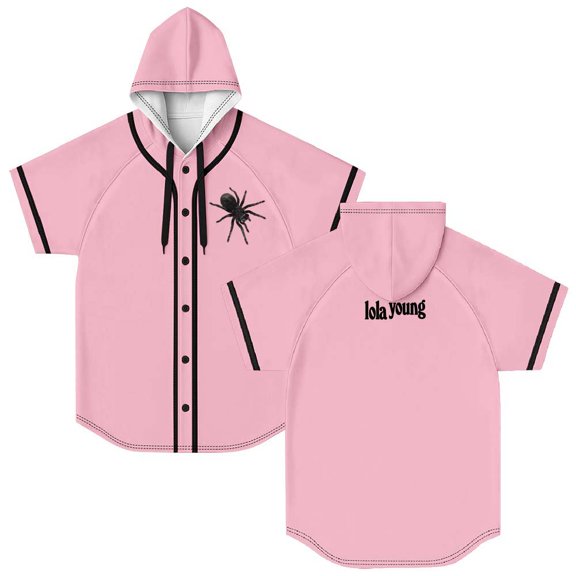 Lola Young Spiders Hooded Baseball Jersey Short Sleeve Shirt Women Men Crewneck Tee