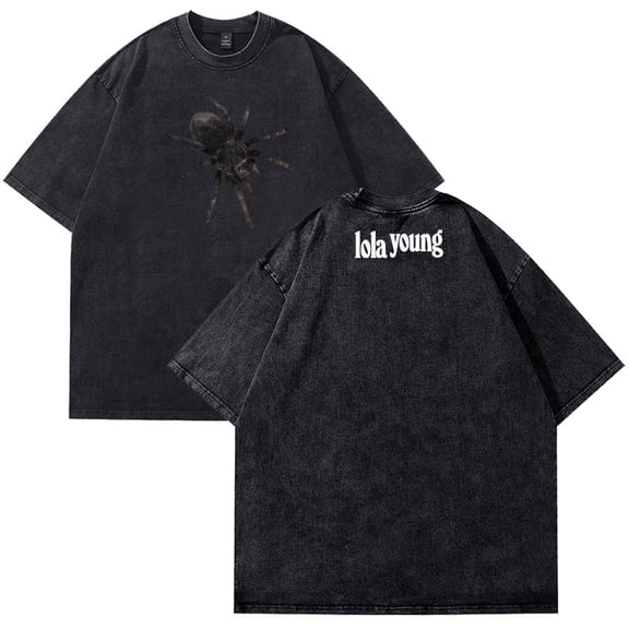 Lola Young Spiders T-Shirt Cotton Wash Tee Women Men Short Sleeve Casual Crewneck Tee