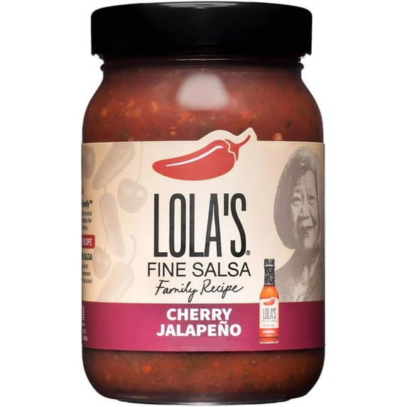 Lola's Fine Hot Sauce Cherry Jalapeño Salsa - Sweet & Slightly Spicy | Fresh Tomato, Cherry & Jalapeño Blend | Flavorful & Versatile, 32oz Jar
