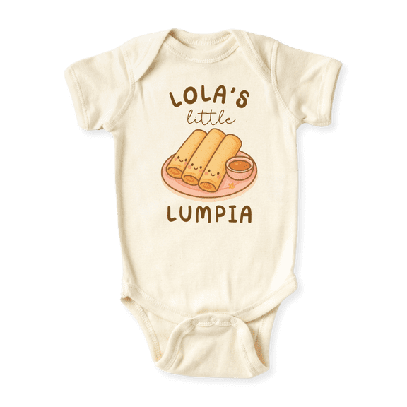 Lola's Little Lumpia Baby Bodysuit, Toddler & Kids T-Shirt – Cute Filipino Food Outfit for Baby Lola Gift 6-9m Natural