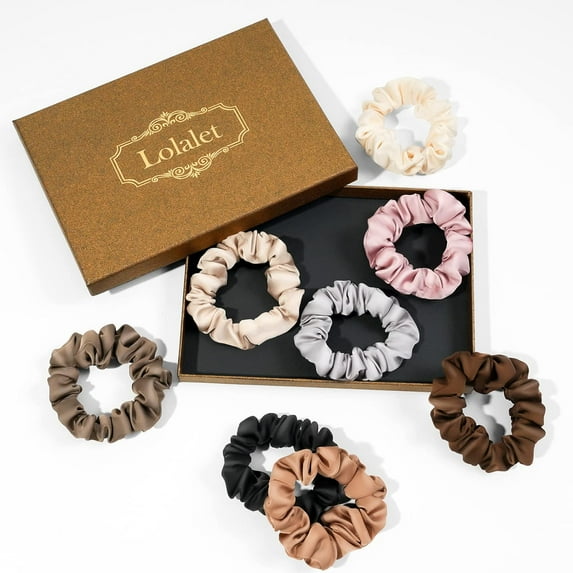 Lolalet Hair Scrunchies Satin Scrunchies for Women Valentine's Day Gifts, Soft Hair Ties Scrunchy Cute Ponytail Holder Hair Accessories for Girls Thick Thin Curly Hair -8 Pack, Style A