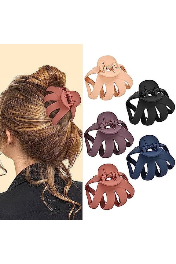 Octopus Hair Claw Clips, 5 Pack Non-slip Jaw Clips Medium Hair Clamps for Thick Curly Long Hair, Wide Grip Hair Accessories for Women Girls -Style C