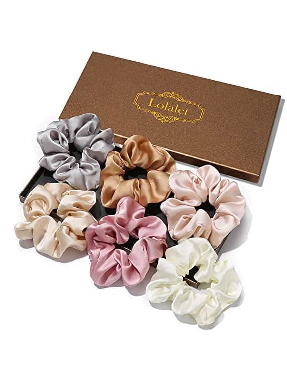 Scrunchies for Women, Satin Hair Scrunchies Softer Than Silk Hair Ties Valentine's Day Gifts, Big Scrunchy Ponytail Holder -6 Pack, Style C