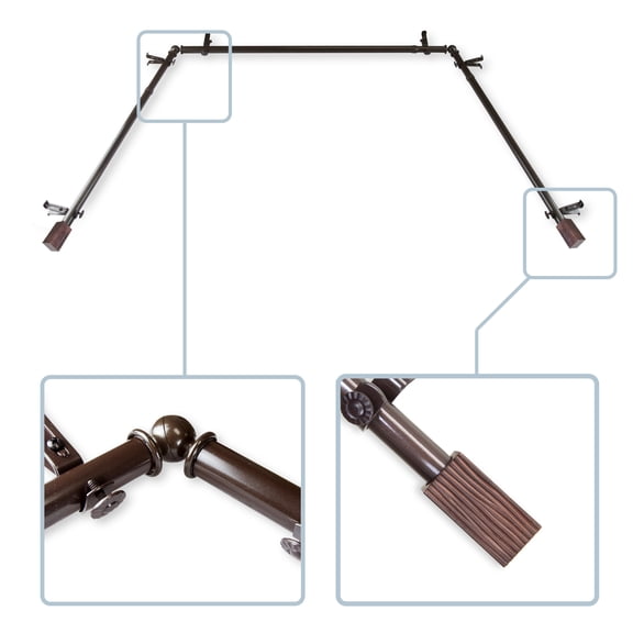 Lolani 13/16" Bay Window curtain rod 20"-36", 38"-72" - Cocoa,(ABay-96-7)