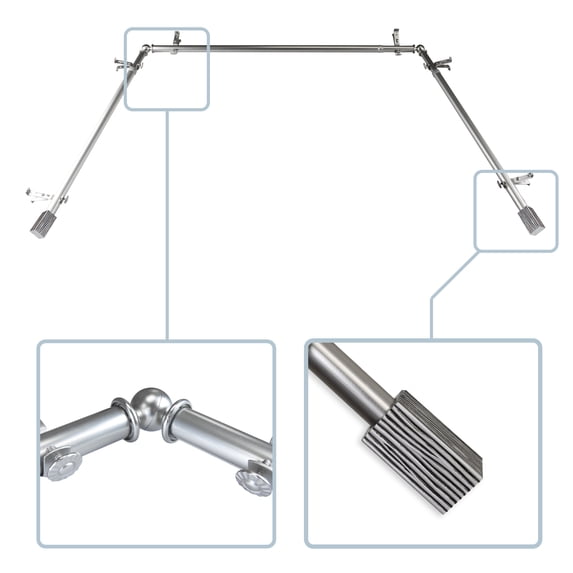 Lolani 13/16" Bay Window curtain rod 20"-36", 38"-72" - Satin Nickel,(ABay-96-5)