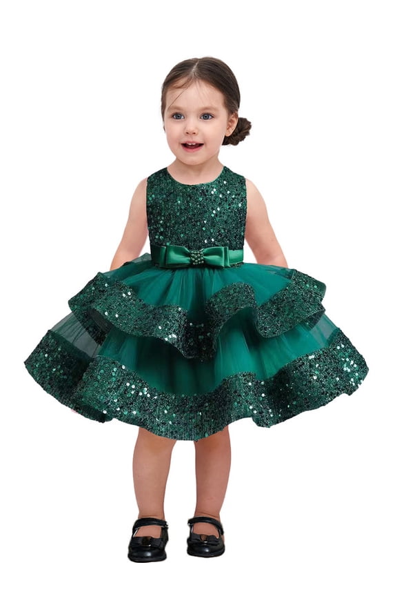 Baby Girl Pageant Dress Sequins Princess Dress Toddler Flower Wedding Birthday Party Gown Dresses 12 Months-4 Years