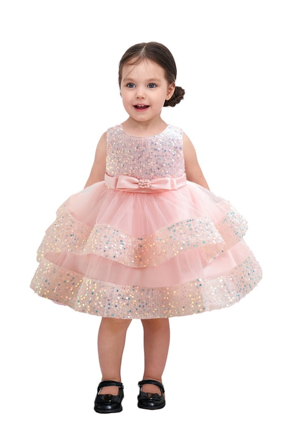 Baby Girl Pageant Dress Sequins Princess Dress Toddler Flower Wedding Birthday Party Gown Dresses 12 Months-4 Years