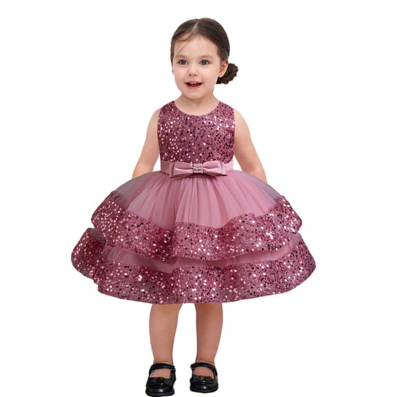 Lolanta Baby Girl Pageant Dress Sequins Princess Dress Toddler Flower Wedding Birthday Party Gown Dresses 12 Months-4 Years