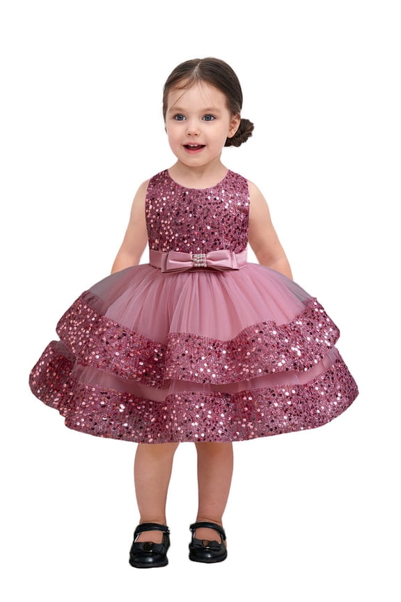 Baby Girl Pageant Dress Sequins Princess Dress Toddler Flower Wedding Birthday Party Gown Dresses 12 Months-4 Years