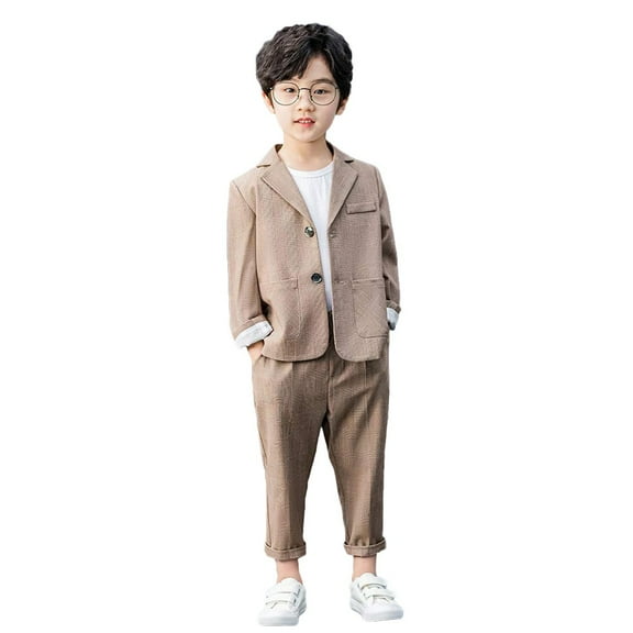 Lolanta Boys Casual Suits Wedding Outfits Kids 2 Piece Gentleman Blazer and Pants Set Dresswear