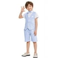 thumbnail image 1 of Lolanta Summer Boys Suit Kids Wedding Ring Bearing Costume 4 Pcs Shirt Vest Shorts Set, 1 of 5