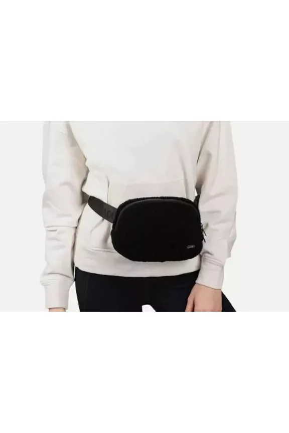 Unisex Fleece Belt Bag, Black