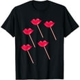 thumbnail image 1 of Lolipop Red Lips Red Lips Lollipop T-ShirtMen and women, Black T-shirt, size: Extra large, 1 of 4