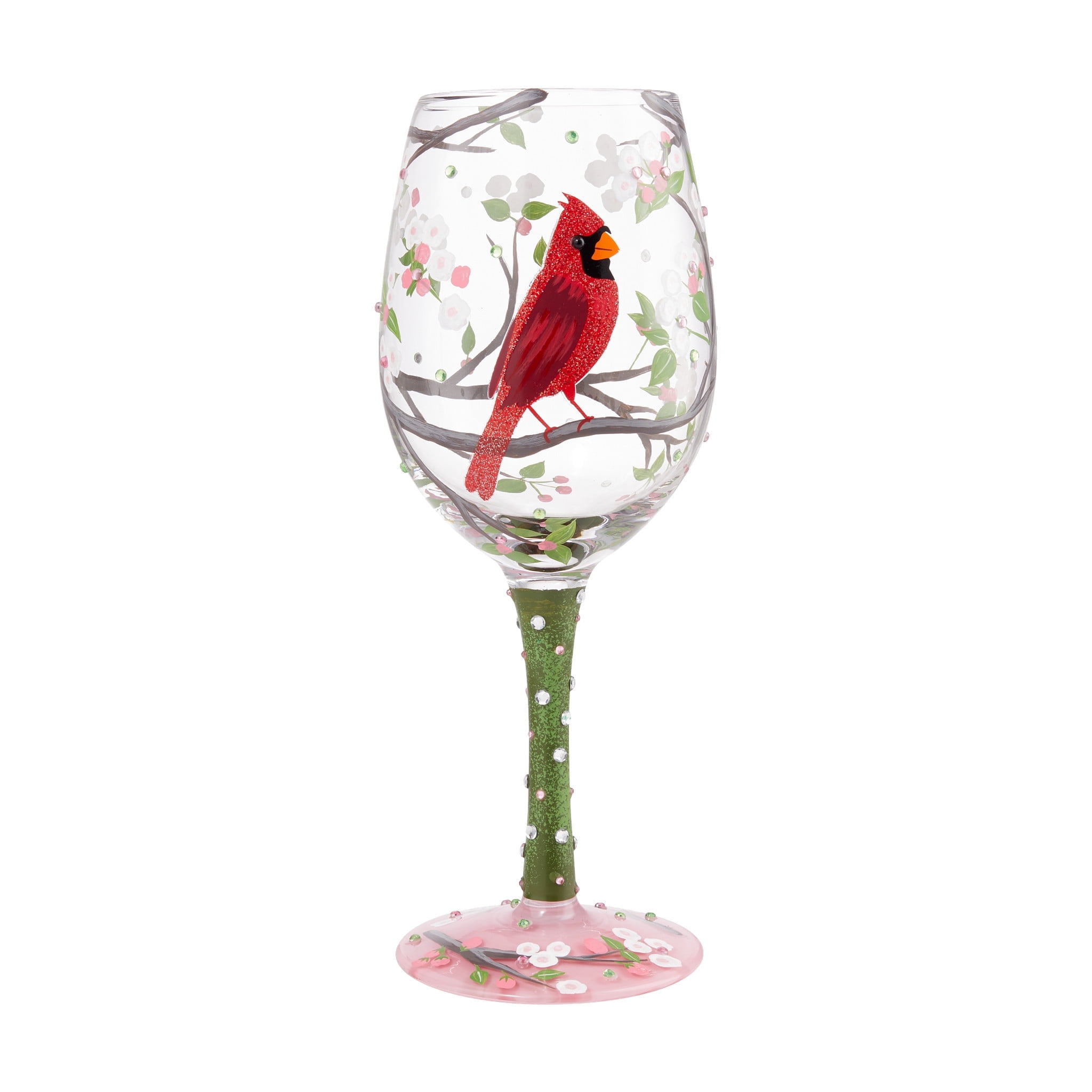 Lolita Cardinal Beauty Hand Painted Multicolor Wine Glass 15fl oz