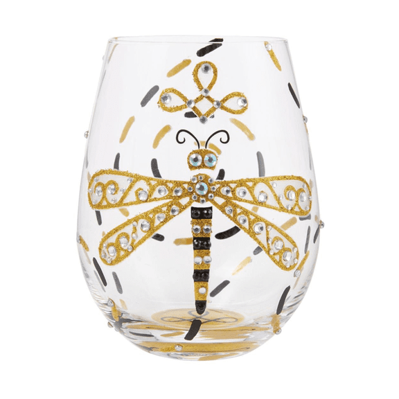 Lolita Dazzling Dragonfly Stemless Wine Glass