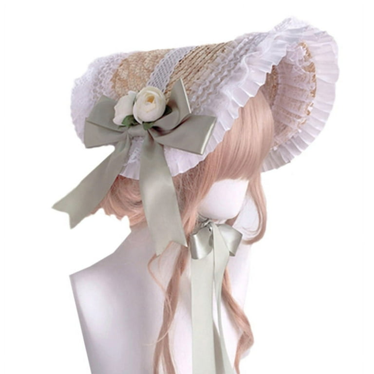 ✪ Lolita Flat Top Hat Ruffle Lace Headwear Elegant Flower ✪ Lolita Flat Top Hat Ruffle Lace Headwear Elegant Flower