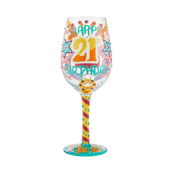 Lolita Happy 21st Birthday Wine Glass 9.1in H