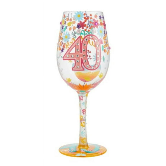 Lolita Happy 40th Birthday Wine Glass 9in H