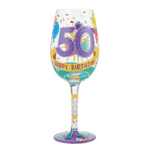 Lolita Happy 50th Birthday Wine Glass 9in H