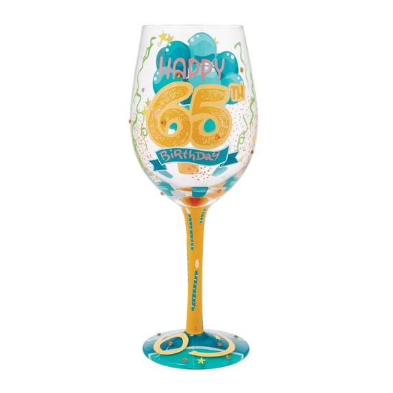 Lolita Happy 65th Birthday Hand Painted Wine Glass 15oz