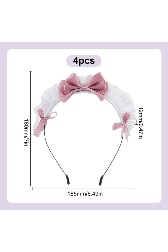 Lolita Head Lace Bow Hair Band Maid Pink Women Girls Anime Cosplay Headwear Fashion Lace Hairs Bowknot Women's Fashion Headbands For Bridal Headpiece Birthday Prom Parties