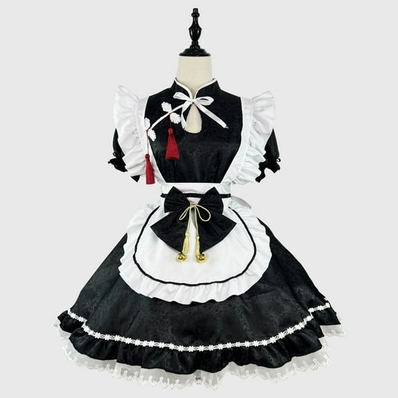 Lolita Inspired Plus Size Jacquard Maid Dress Adorable Kawaii Wear