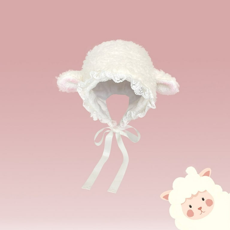 Lolita Lace Hat Handmade Sheep Ear Plush Women's Beret Autumn